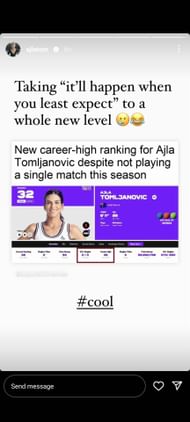 Ajla Tomljanovic's Instagram story